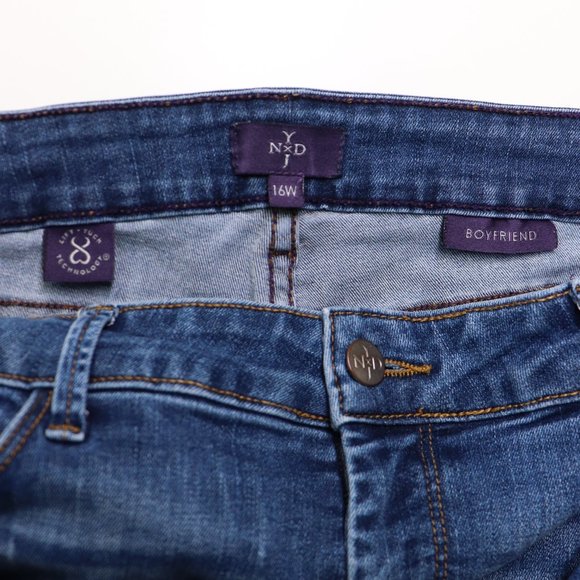 NYDJ Relaxed Boyfriend Jean Cuffed Ankle Crop Shaping Stretch Denim Mid Blue 16W - Picture 3 of 5